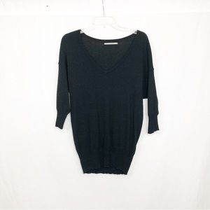 Rubbish Lightweight 3/4 Sleeve V-Neck Sweater, Size Small, Black